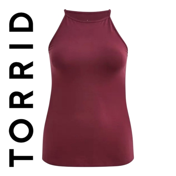 torrid Tops - Torrid Foxy High Neck Tank Soft Stretchy Burgundy Plus Size 2X